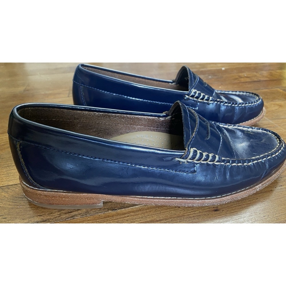 G.H. BASS Weejuns Penny Loafers‎ Womens 7.5 Patent Leather Navy Blue